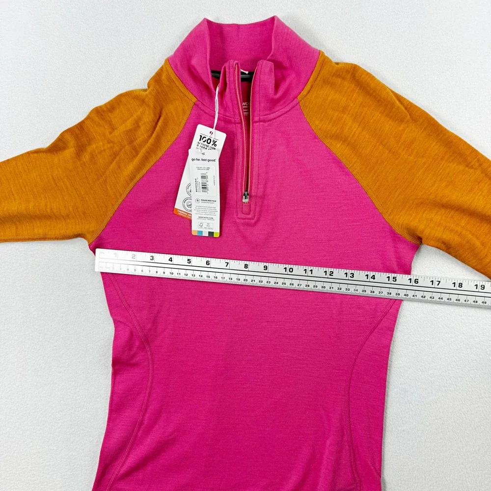 Smartwool Classic Thermal 1/4 Zip Baselayer Top Size S Womens Power Pink NEW - Picture 8 of 9